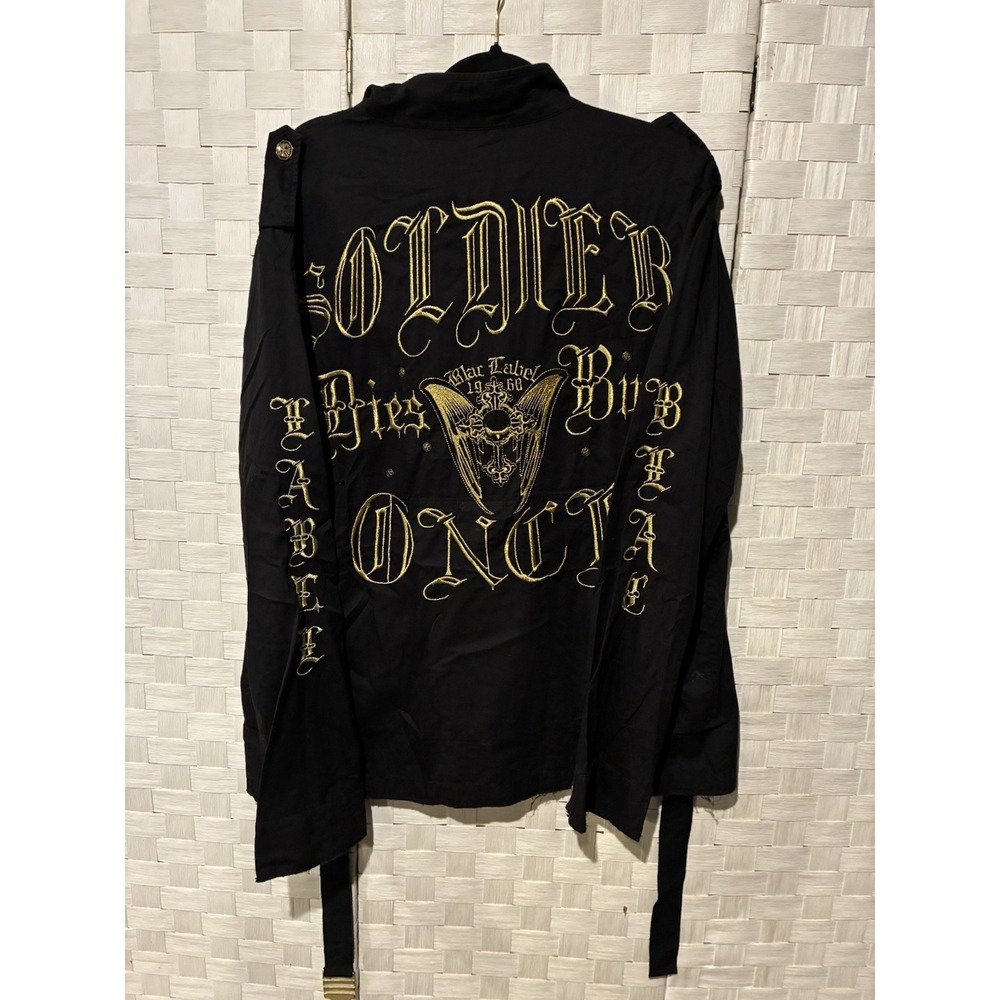 Blac Label Soldier Dies But Once Military Field Jacket Black Gold Mens XXL